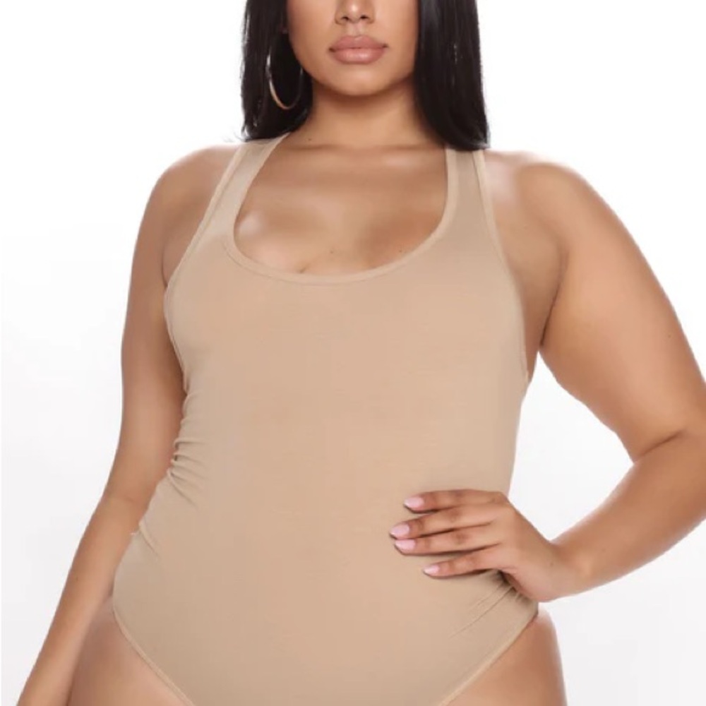Fashion Nova Divine Basic Tank Bodysuit - Khaki